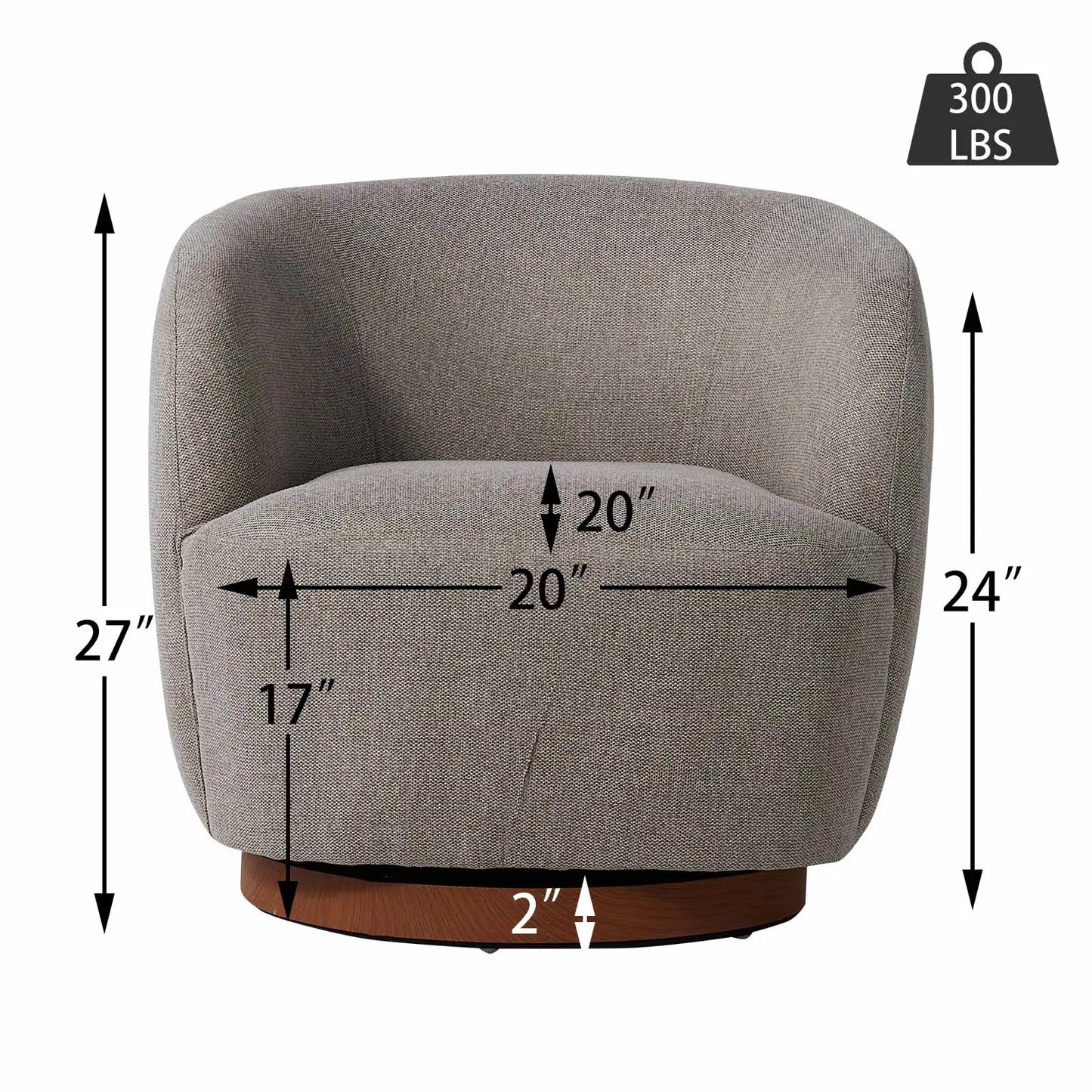 NOON Swivel Accent Chair Armchair with Curved Back Linen Fabric